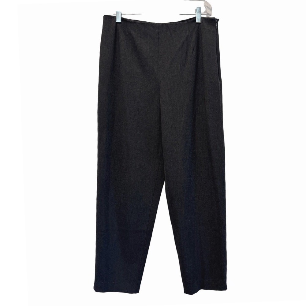 Talbots Pants Womens 12 Petites Stretch Grey Straight Leg Side Zip Office Work